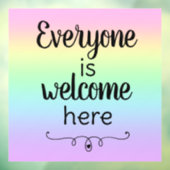 Iedereen is welkom hier Rainbow Window Cling Raamsticker (Vel 3)