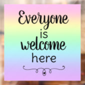 Iedereen is welkom hier Rainbow Window Cling Raamsticker (Vel 2)