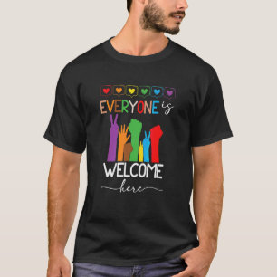 Iedereen is welkom hier steek je hand op LGBT Com T-shirt