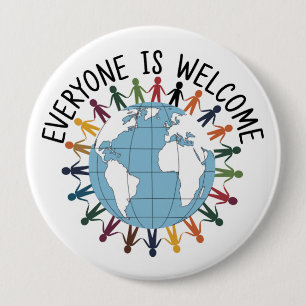 Iedereen is welkom ronde button 4,0 cm