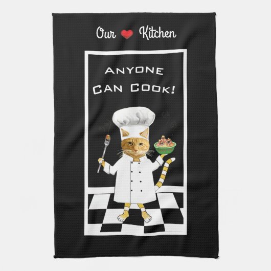 Iedereen kan Cook! All-Black keukenhanddoek (Verticaal)