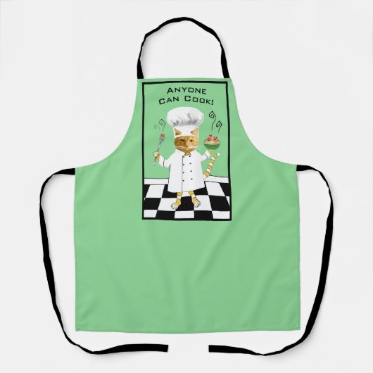 Iedereen kan Cook! Groen Kat Schort (groot) (Voorkant)