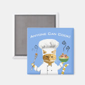 Iedereen kan Cook! Kat koelkast Magnet (Blauw) (Voorkant / Achterkant)