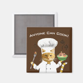 Iedereen kan Cook! Kat koelkast Magnet (bruin) (Voorkant / Achterkant)