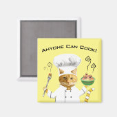 Iedereen kan Cook! Kat Koelkast Magnet (geel) (Voorkant / Achterkant)