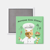 Iedereen kan Cook! Kat koelkast Magnet (groen) (Voorkant / Achterkant)