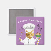 Iedereen kan Cook! Kat Koelkast Magnet (Paars) (Voorkant / Achterkant)