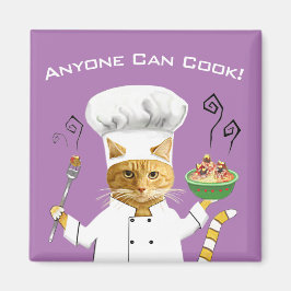 Iedereen kan Cook! Kat Koelkast Magnet (Paars)