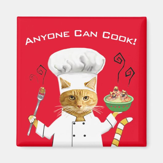 Iedereen kan Cook! Kat koelkast Magnet (rood) (Voorkant)