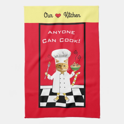 Iedereen kan Cook! Red Kitchen Towel Theedoek (Verticaal)