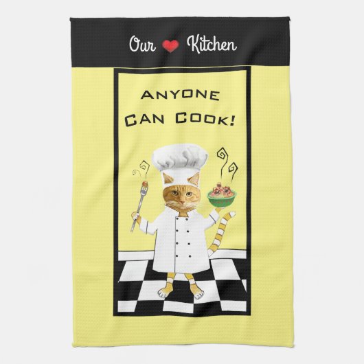 Iedereen kan Cook! Yellow Kitchen Towel Theedoek (Verticaal)