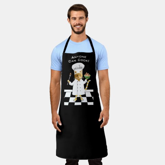 Iedereen kan Cook! Zwart Kat Schort (groot) (Gedragen)