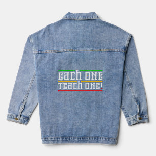 Iedereen leert een Rasta kleuren unisex reggae Denim Jacket