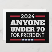 Iedereen onder de 70 voor President 2024 Kaart (Voorkant / Achterkant)