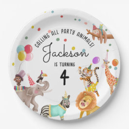 Iedereen Opgeroepen Feestbeesten Safari Gezamenlij Papieren Bordje