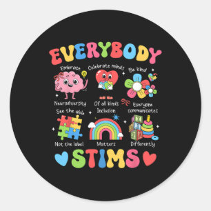 Iedereen Stims Autism Special Ed Teacher Social W Ronde Sticker