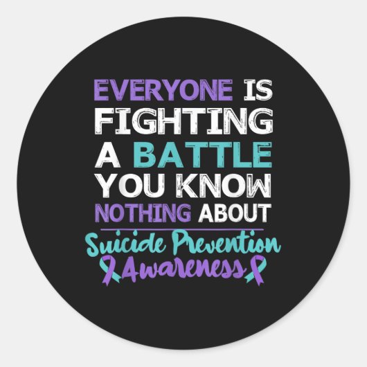 Iedereen vecht tegen zelfmoordbewustzijn ronde sticker (Voorkant)