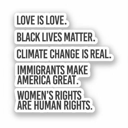 Iedereen verdient de mensenrechten sticker (Voorkant)