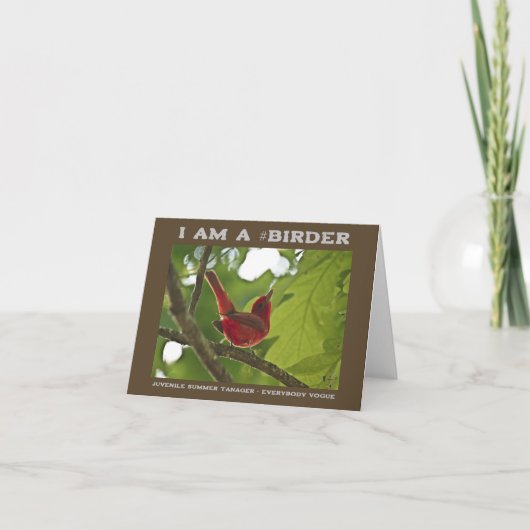 Iedereen Vogue Juvenile Summer Tanager Birder Kaart (Voorkant)