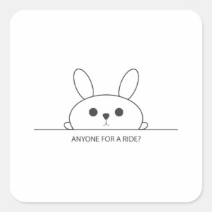 IEDEREEN VOOR EEN RIDE BUNNY ILLUSTRATIE VIERKANTE STICKER