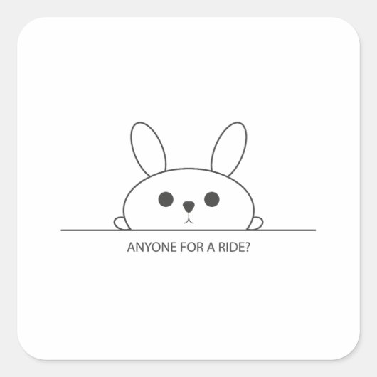 IEDEREEN VOOR EEN RIDE BUNNY ILLUSTRATIE VIERKANTE STICKER (Voorkant)