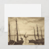 Iedereen voor Oysters!  Vissende boten Briefkaart (Voorkant / Achterkant)