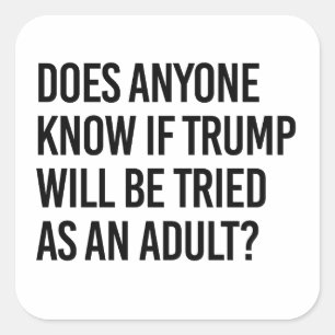 Iedereen weet of Trump als volwassene zal worden b Vierkante Sticker