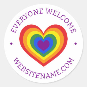 Iedereen Welkom website van het regenbooghart van Ronde Sticker