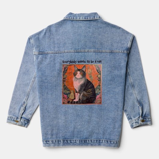 Iedereen wil een kat zijn denim jacket (Achterkant)
