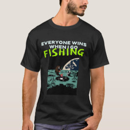 Iedereen wint als ik ga vissen. chagrijnig vissen t-shirt