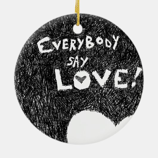 Iedereen zegt liefde! keramisch ornament (Achterkant)