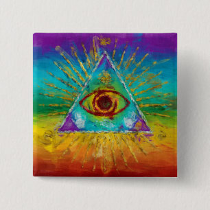 Iedereen ziet het oog van God - abstract schettere Vierkante Button 5,1 Cm