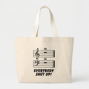 Iedereen zwijg! grote tote bag