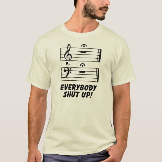 Iedereen zwijg! t-shirt (Voorkant)