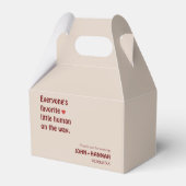 Ieders favoriete kleine mens op baby shower bedankdoosjes (Achterkant)