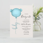 Iemand Beary Cute Blue Balloon Baby shower Kaart (Staand voorkant)