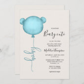Iemand Beary Cute Blue Balloon Baby shower Kaart (Voorkant / Achterkant)