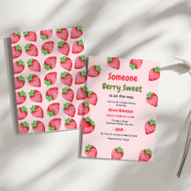 Iemand Berry Sweet Pink Strawberry Baby shower
