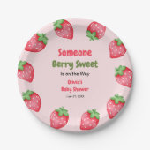 Iemand Berry Sweet Pink Strawberry Baby shower Papieren Bordje (Voorkant)