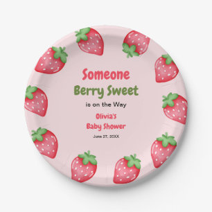 Iemand Berry Sweet Pink Strawberry Baby shower Papieren Bordje