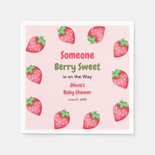 Iemand Berry Sweet Pink Strawberry Baby shower Servet (Voorkant)