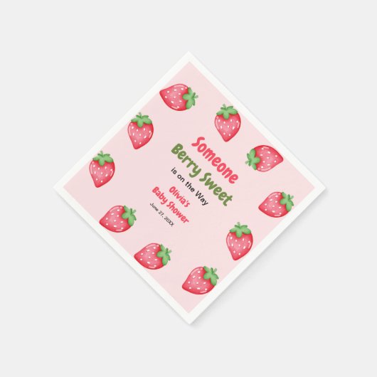 Iemand Berry Sweet Pink Strawberry Baby shower Servet (Hoek)