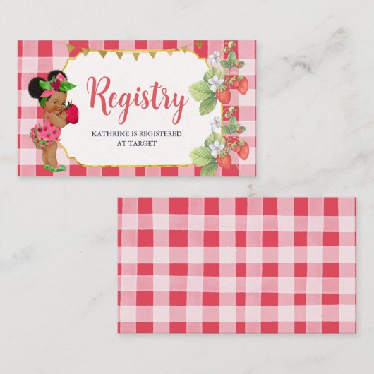 Iemand Berry Sweet Strawberry Baby Registry Informatiekaartje (Voorkant / Achterkant)
