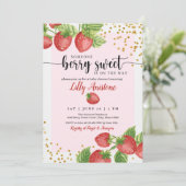 Iemand Berry Sweet Strawberry Baby shower Kaart (Staand voorkant)