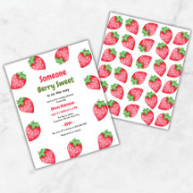 Iemand Berry Sweet Strawberry Baby shower Uitnodig