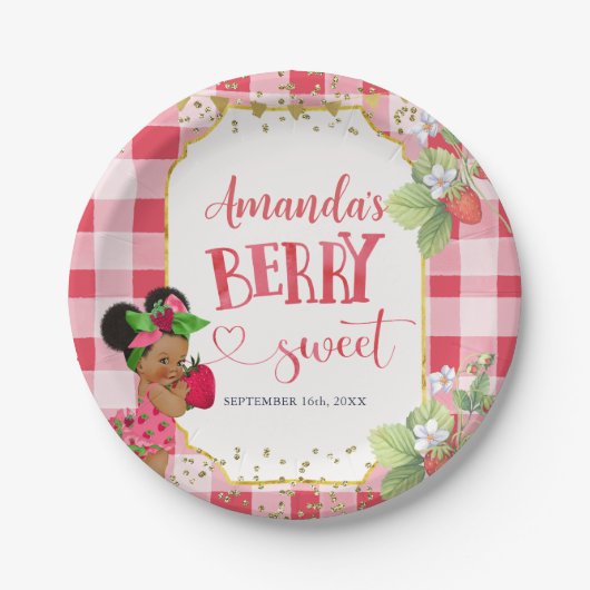 Iemand Berry Sweet Strawberry Meisje Baby shower Papieren Bordje (Voorkant)
