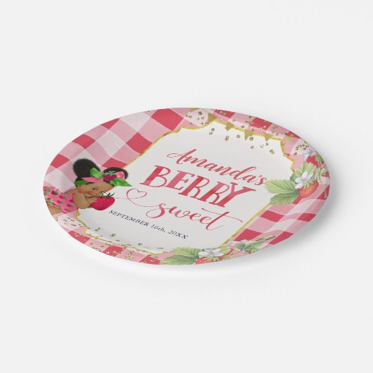 Iemand Berry Sweet Strawberry Meisje Baby shower Papieren Bordje (Gekanteld)
