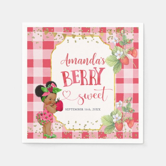 Iemand Berry Sweet Strawberry Meisje Baby shower Servet (Voorkant)