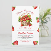 Iemand Berry Sweet Strawberry Theme Baby shower Kaart (Staand voorkant)