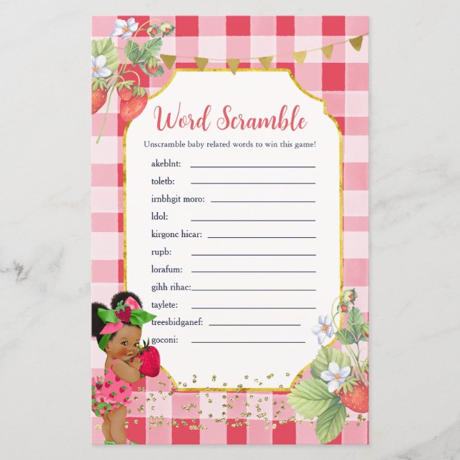 Iemand Berry Sweet Strawberry Word Scramble Game (Voorkant)